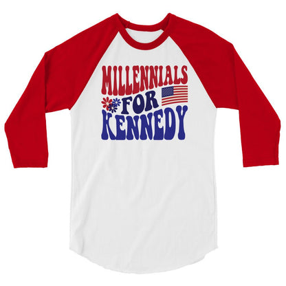 Millennials for Kennedy 3/4 Sleeve Raglan Shirt - Team Kennedy Official Merchandise