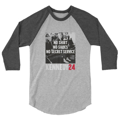 No Shirt, No Shoes, No Secret Service 3/4 Sleeve Raglan Shirt - TEAM KENNEDY. All rights reserved