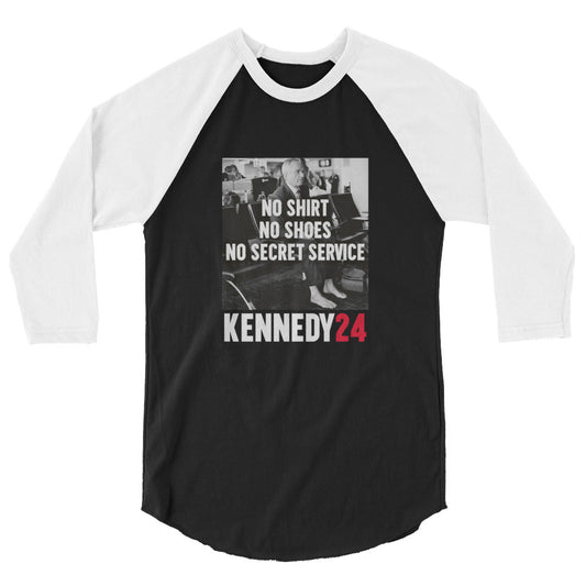 No Shirt, No Shoes, No Secret Service 3/4 Sleeve Raglan Shirt - TEAM KENNEDY. All rights reserved