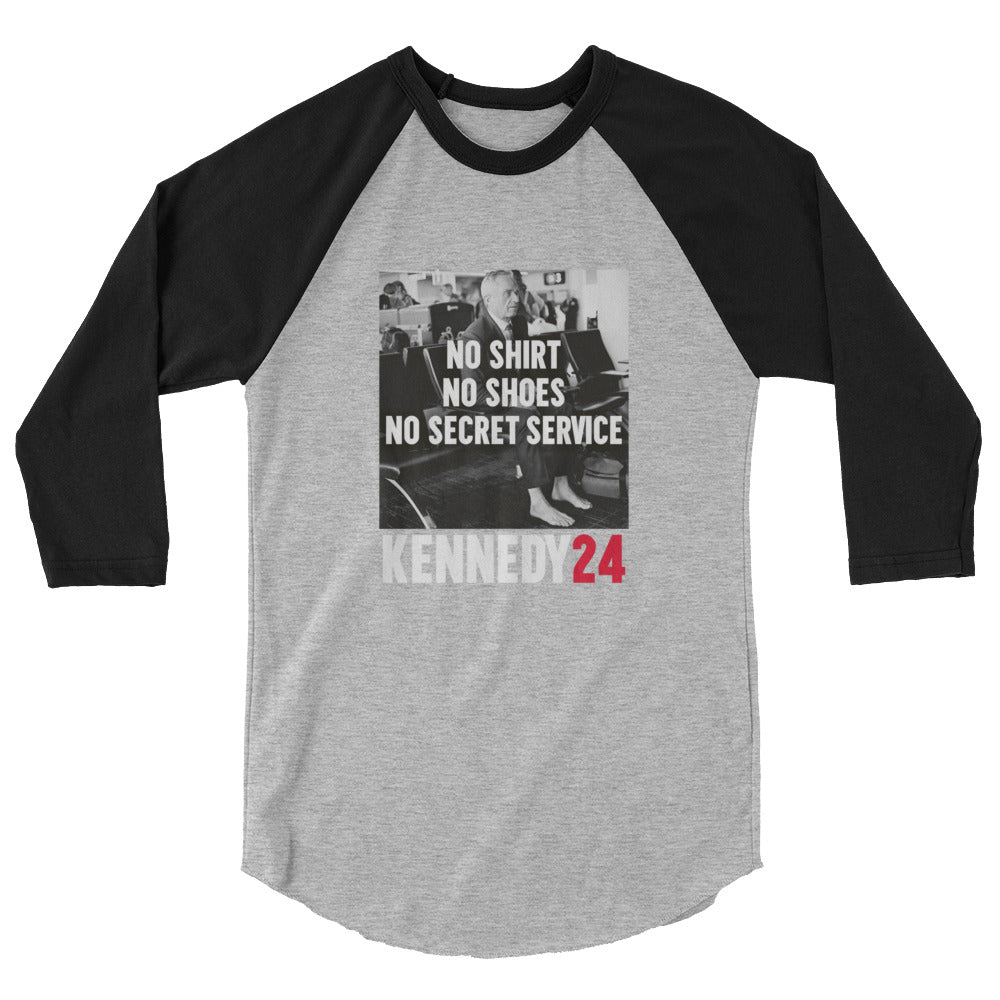 No Shirt, No Shoes, No Secret Service 3/4 Sleeve Raglan Shirt - TEAM KENNEDY. All rights reserved