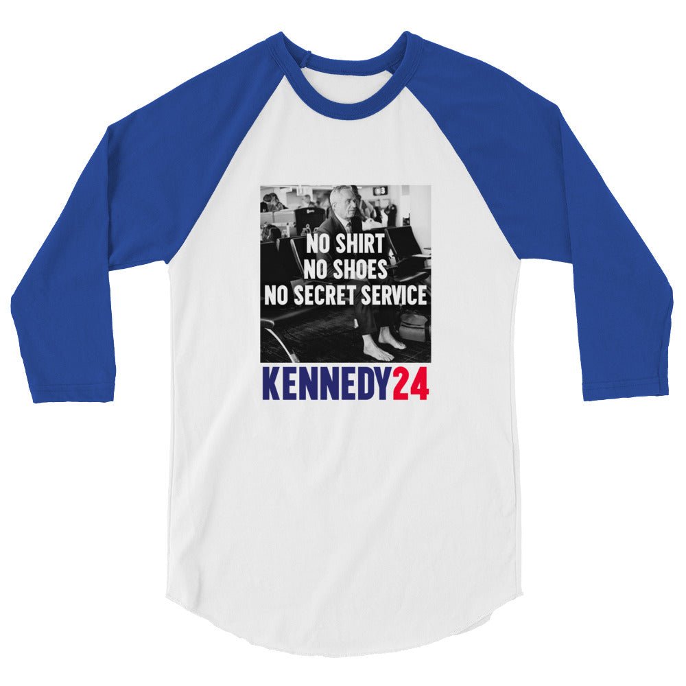 No Shirt, No Shoes, No Secret Service 3/4 Sleeve Raglan Shirt - TEAM KENNEDY. All rights reserved