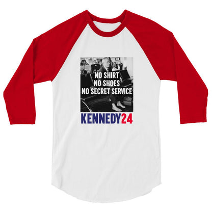 No Shirt, No Shoes, No Secret Service 3/4 Sleeve Raglan Shirt - TEAM KENNEDY. All rights reserved