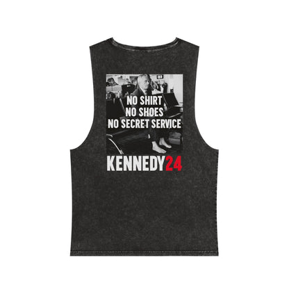 No Shirt, No Shoes, No Secret Service Unisex Stonewash Tank Top - Team Kennedy Official Merchandise