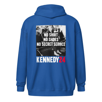 No Shirt, No Shoes, No Secret Service Unisex Zip Hoodie - Dark - TEAM KENNEDY. All rights reserved