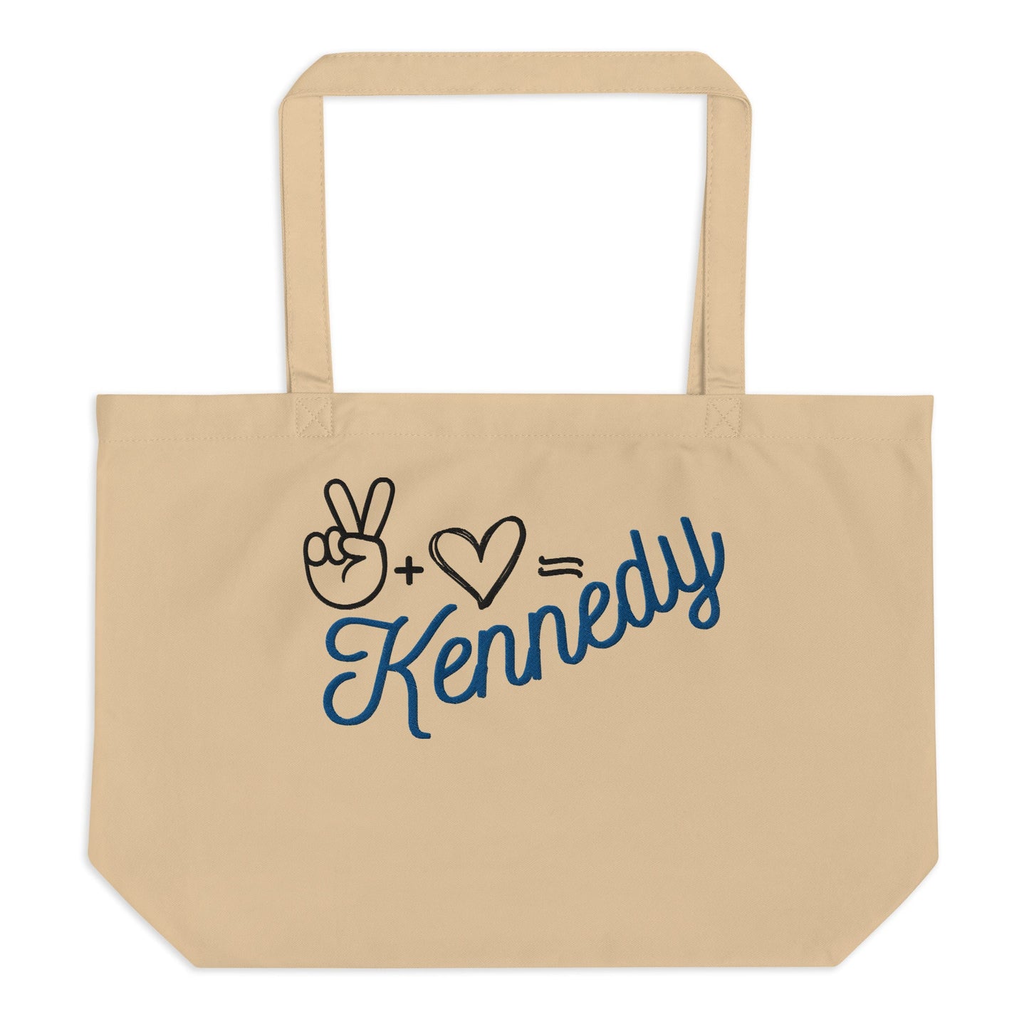 Peace + Love = Kennedy Blue Large Organic Tote - Team Kennedy Official Merchandise