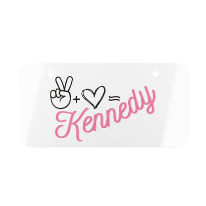 Peace + Love = Kennedy Mini License Plate - Team Kennedy Official Merchandise