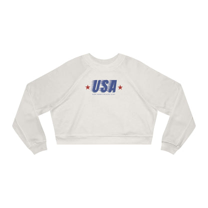 Retro USA Make America Healthy Again Women's Cropped Fleece Pullover - Team Kennedy Official Merchandise