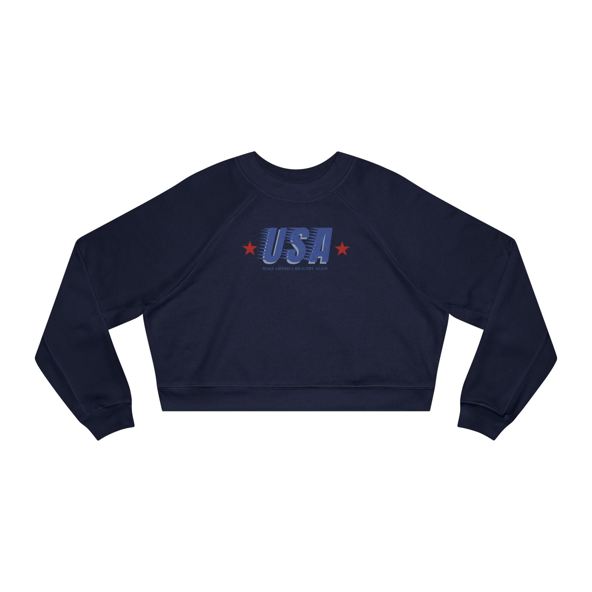 Retro USA Make America Healthy Again Women's Cropped Fleece Pullover - Team Kennedy Official Merchandise