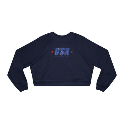 Retro USA Make America Healthy Again Women's Cropped Fleece Pullover - Team Kennedy Official Merchandise