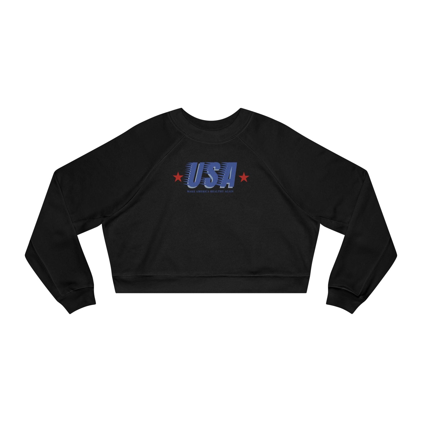 Retro USA Make America Healthy Again Women's Cropped Fleece Pullover - Team Kennedy Official Merchandise