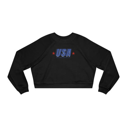 Retro USA Make America Healthy Again Women's Cropped Fleece Pullover - Team Kennedy Official Merchandise