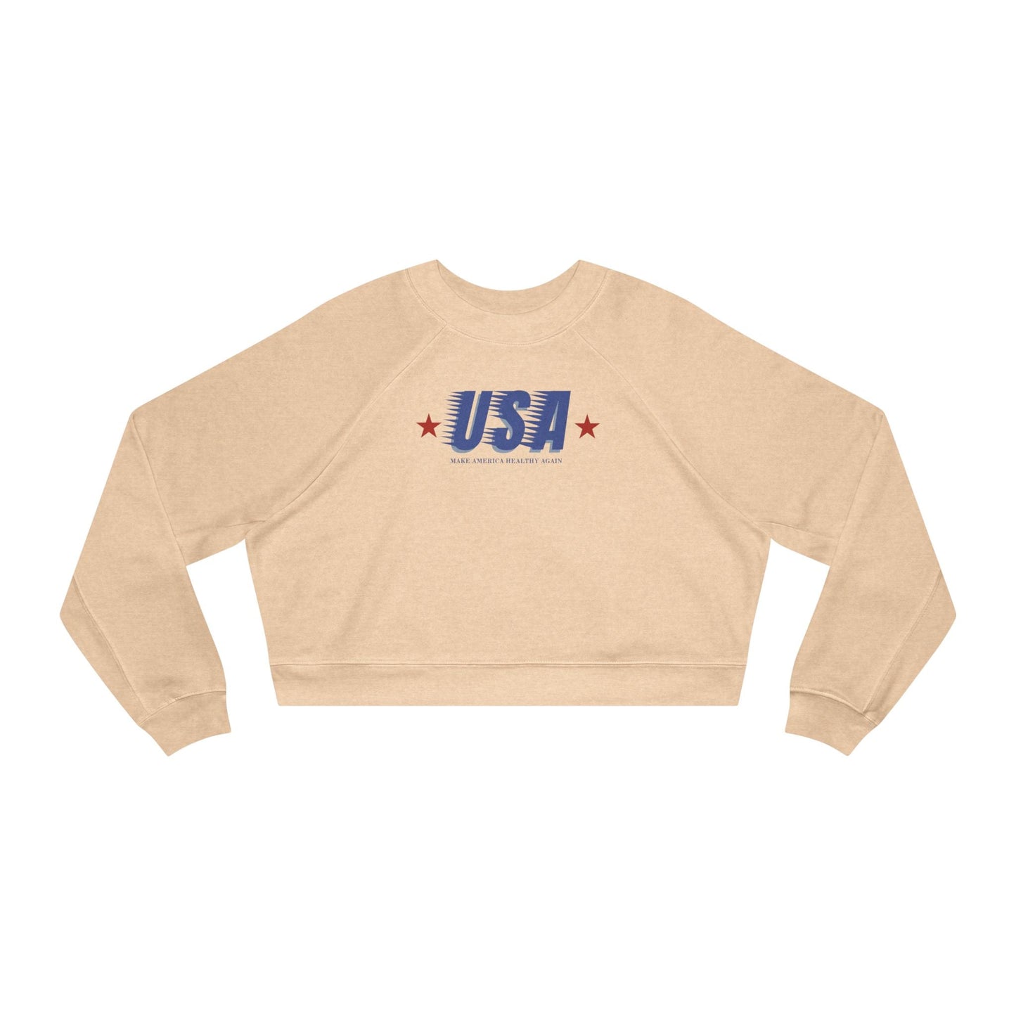 Retro USA Make America Healthy Again Women's Cropped Fleece Pullover - Team Kennedy Official Merchandise