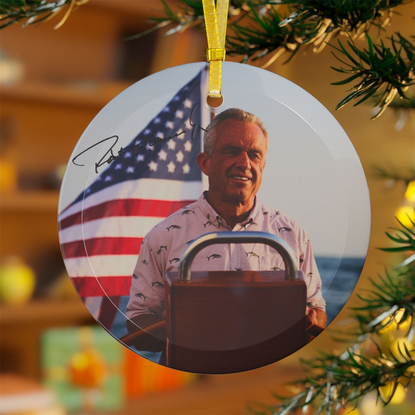 Robert F. Kennedy Jr. Sailing Signature Glass Ornament - Team Kennedy Official Merchandise