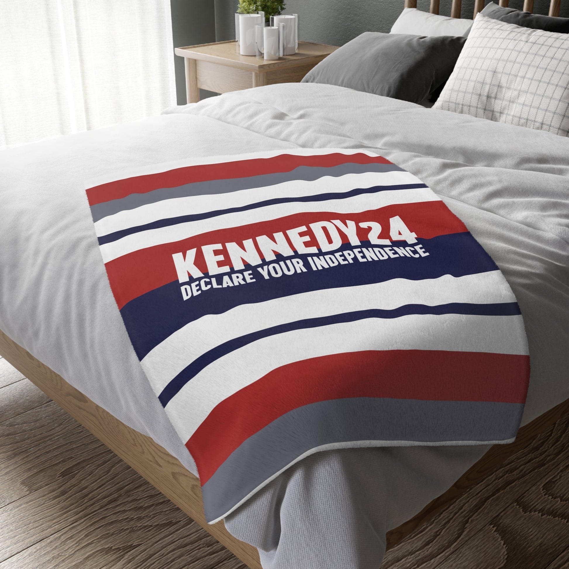 Striped Declare Your Independence Velveteen Minky Baby Blanket (40"x30") - TEAM KENNEDY. All rights reserved