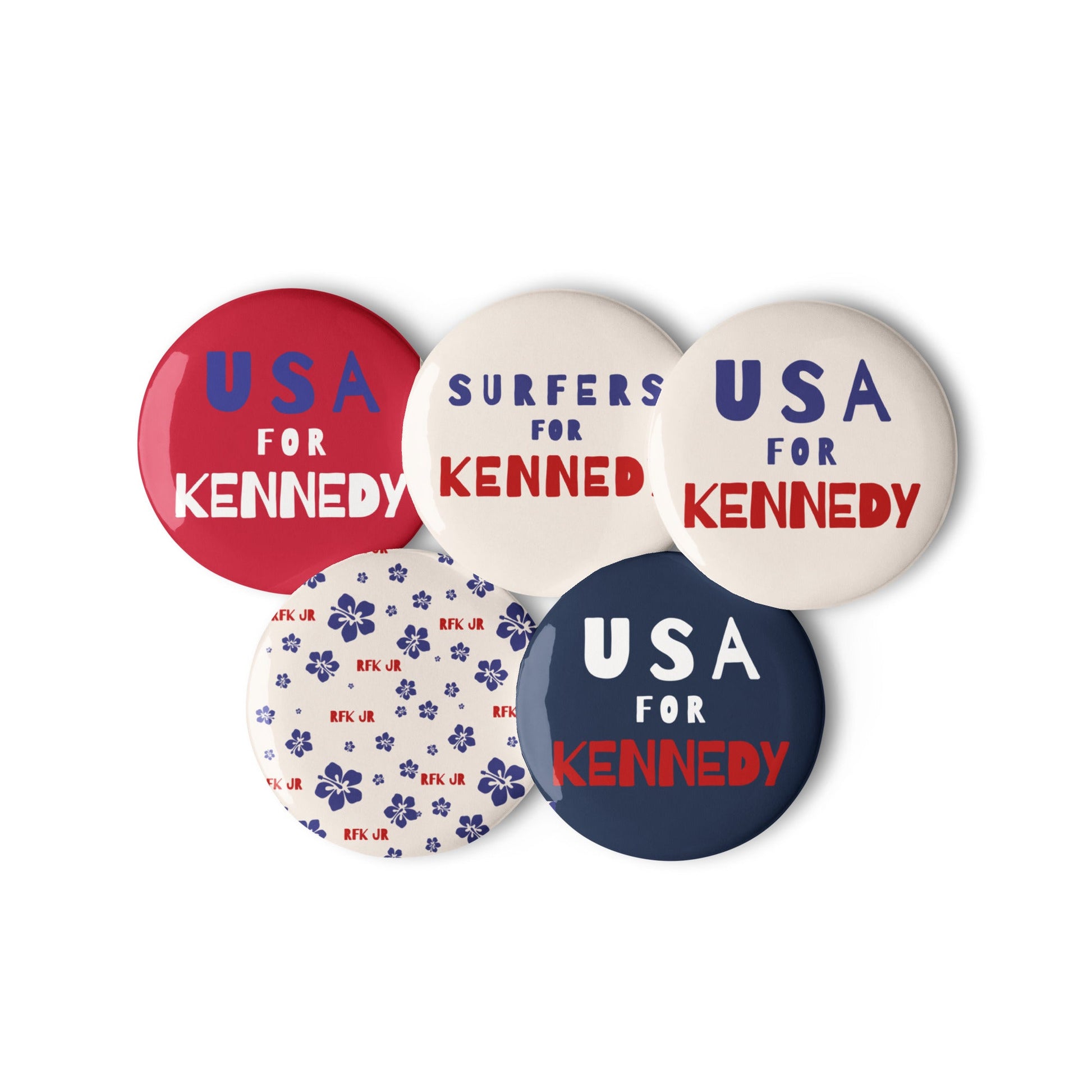 Surfers for Kennedy USA Buttons (5 Buttons) - Team Kennedy Official Merchandise