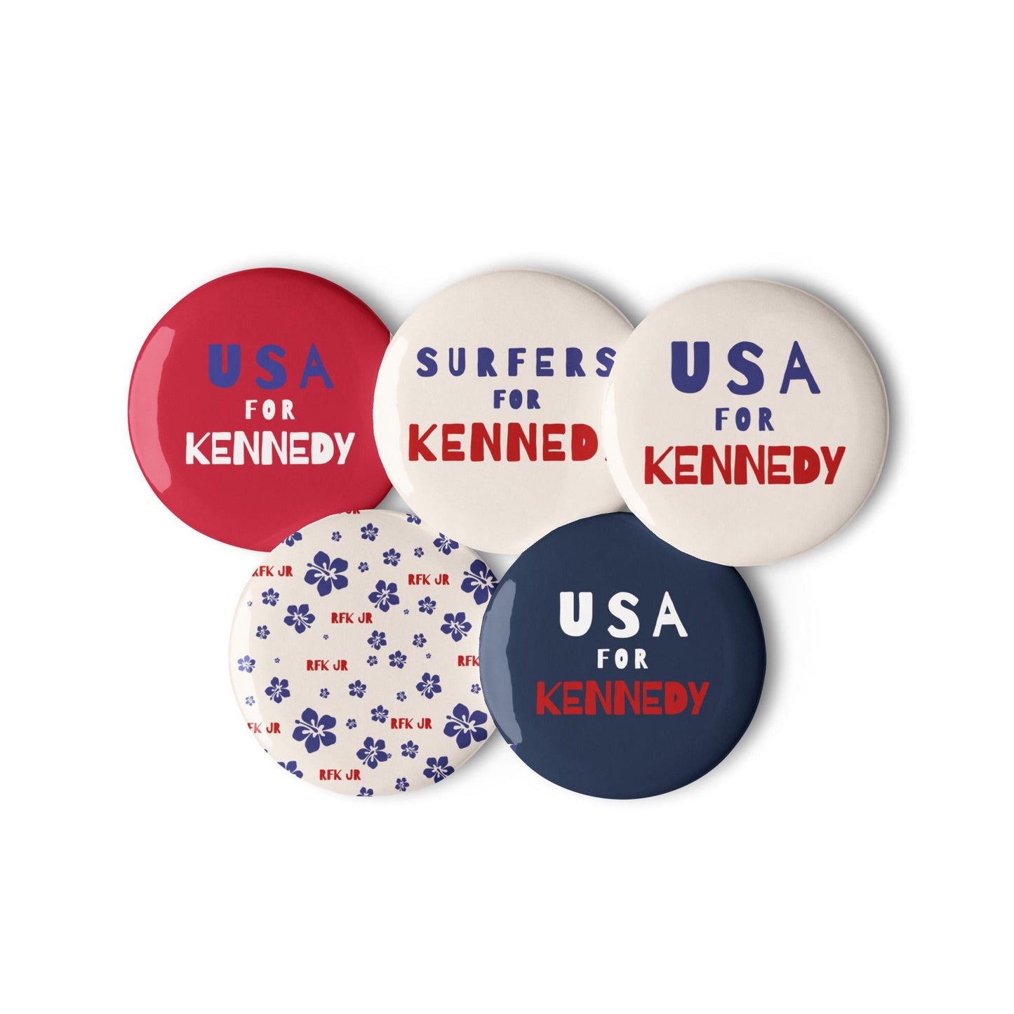 Surfers for Kennedy USA Buttons (5 Buttons) - Team Kennedy Official Merchandise