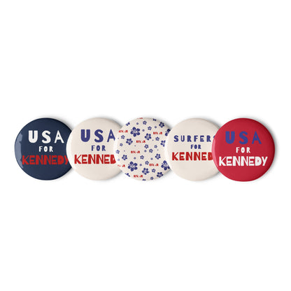 Surfers for Kennedy USA Buttons (5 Buttons) - Team Kennedy Official Merchandise