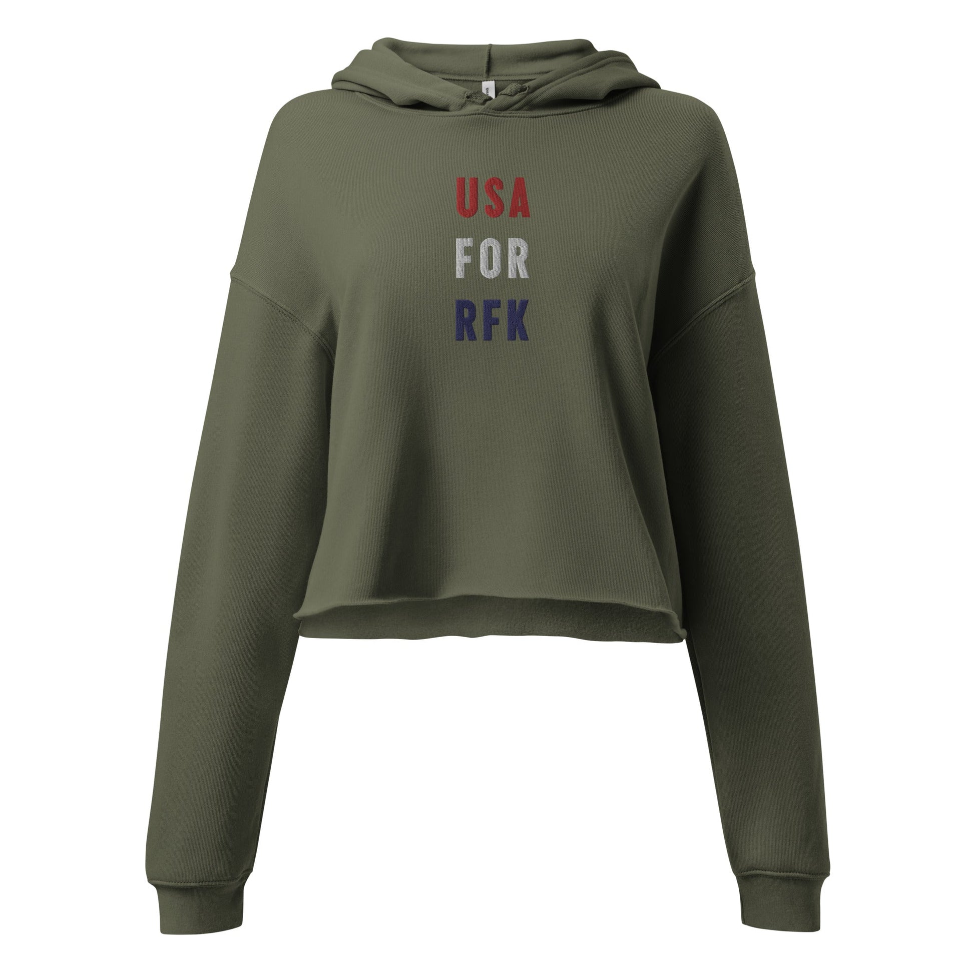 USA for RFK Embroidered Crop Hoodie - Team Kennedy Official Merchandise