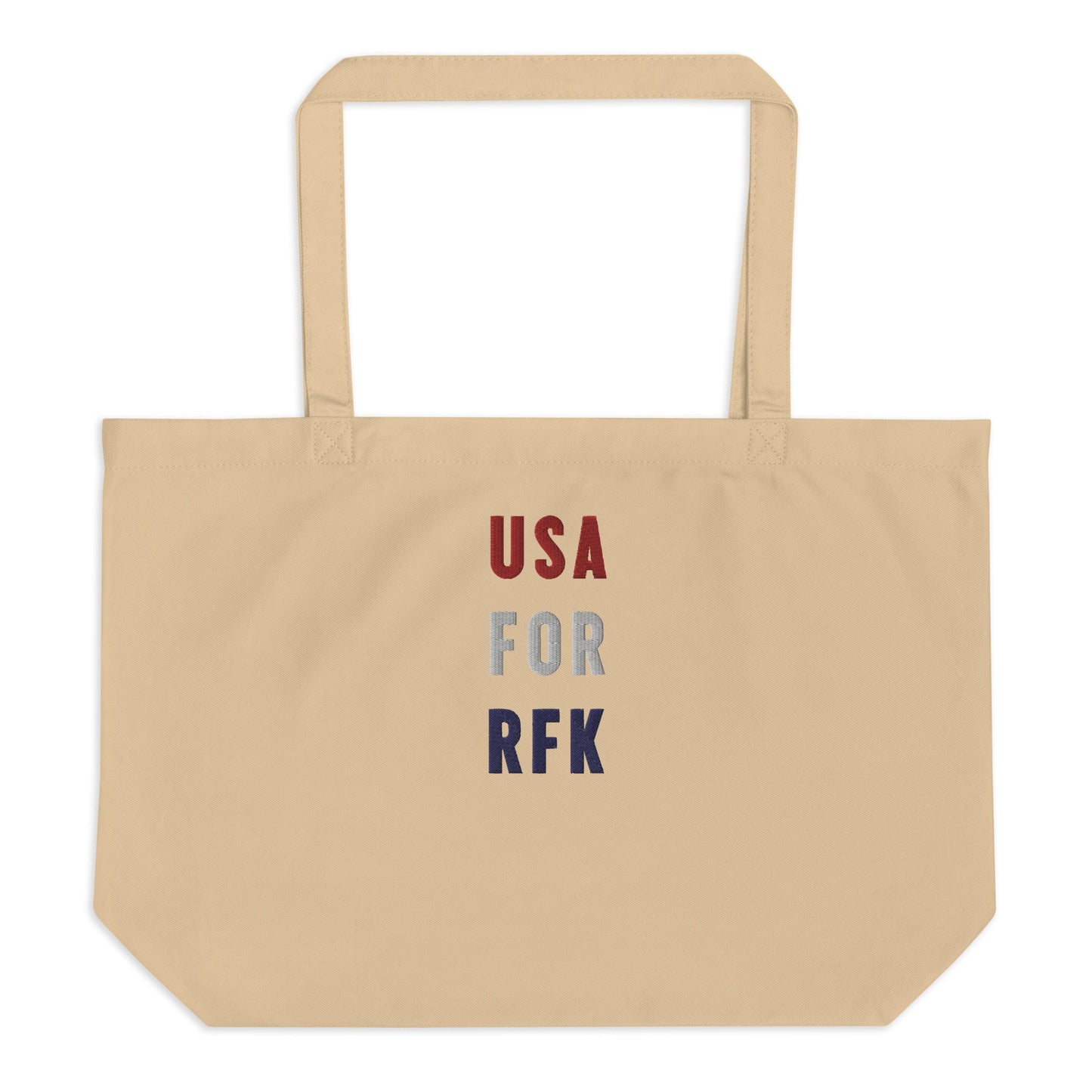 USA for RFK Embroidered Large Organic Tote - Team Kennedy Official Merchandise