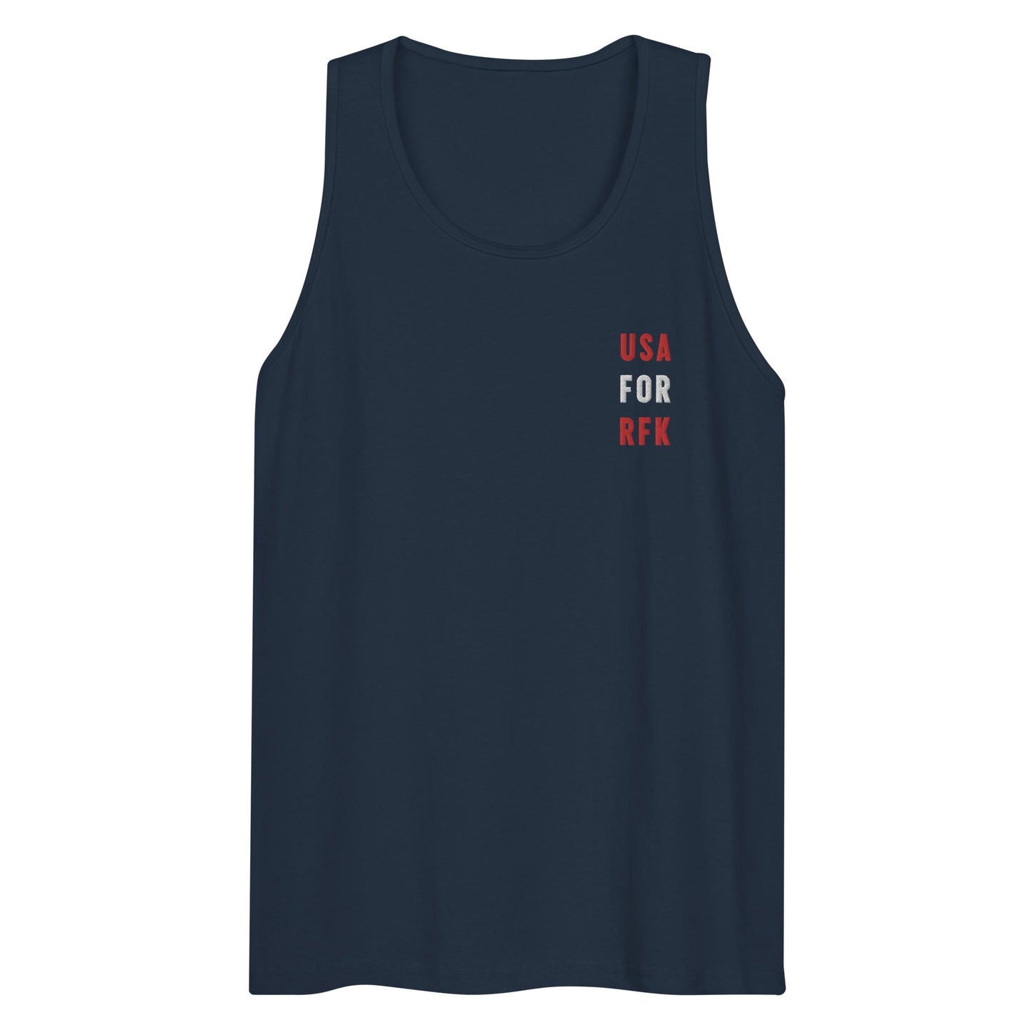 USA for RFK Embroidered Men’s Tank Top - Team Kennedy Official Merchandise