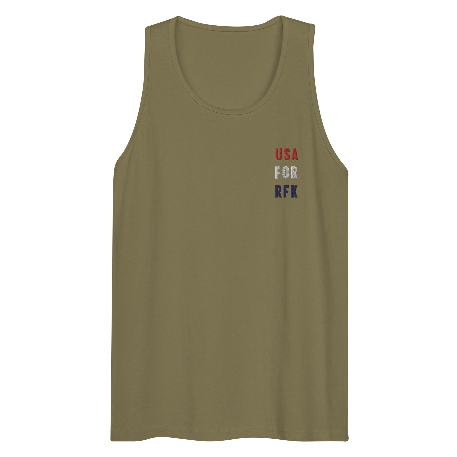 USA for RFK Embroidered Men’s Tank Top - Team Kennedy Official Merchandise