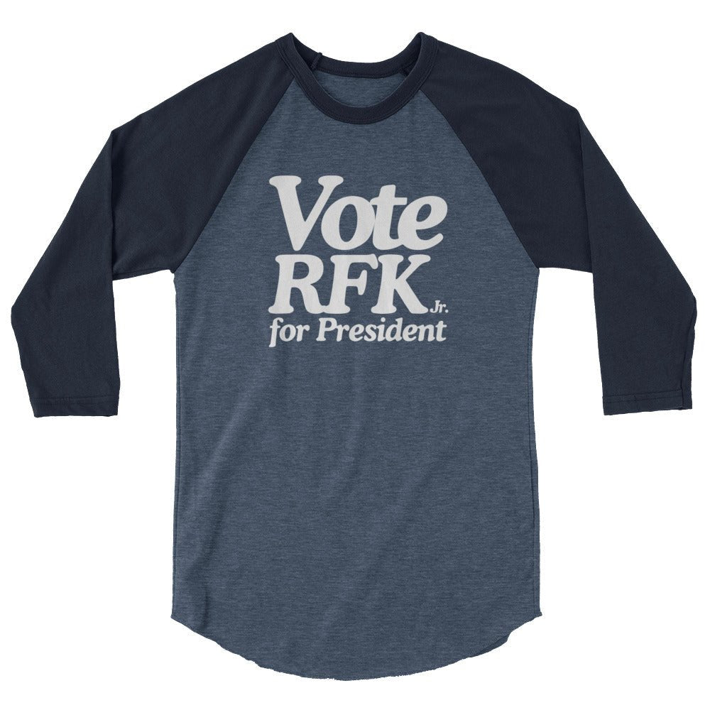 Vote RFK Jr. 3/4 Sleeve Raglan Shirt - TEAM KENNEDY. All rights reserved