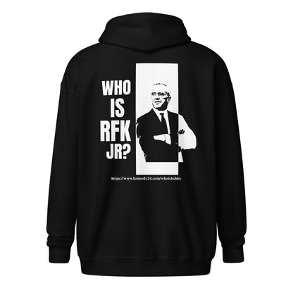 Who is RFK Jr? Embroidered Unisex Zip Hoodie - TEAM KENNEDY. All rights reserved