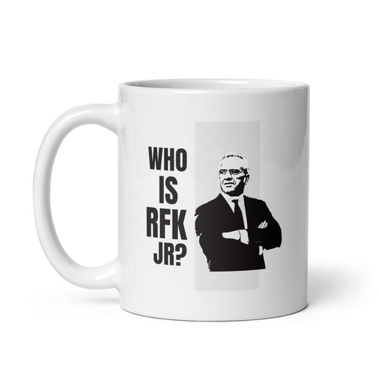 Who is RFK Jr.? White Mug - TEAM KENNEDY. All rights reserved